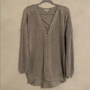 One Hart Gray Cable Knit High-Low Women’s Oversized  Sweater Size XL